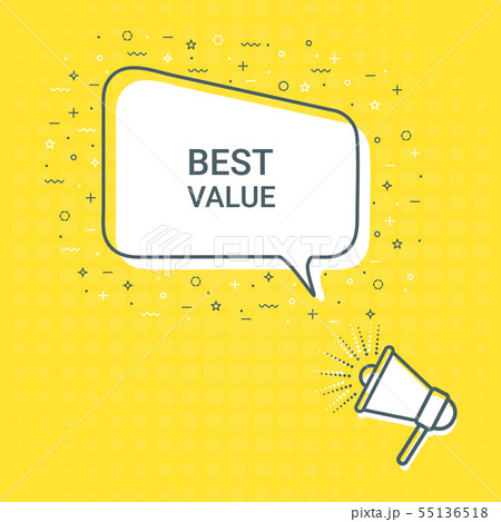 Megaphone With Best Value Speech Bubble. Loudspeaker. Illustrations For Promotion Marketing For Megaphone With Best Value Speech Bubble. Loudspeaker. Illustrations For Promotion Marketing For 55136518