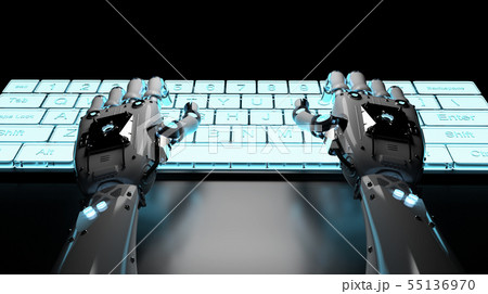 robot hand with keyboard 55136970