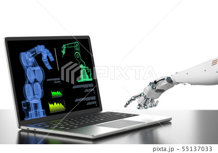 robot with computer robot with computer 55137033
