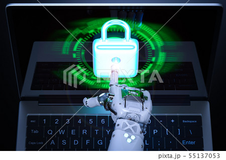 robot hand with laptop robot hand with laptop 55137053