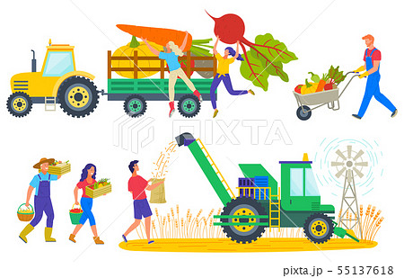 People Harvesting Characters on Field Harvest People Harvesting Characters on Field Harvest 55137618