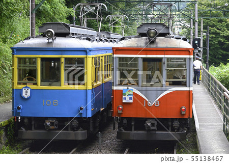 箱根登山鉄道 【2019】100形 【神奈川県】 スイッチバック の写真素材