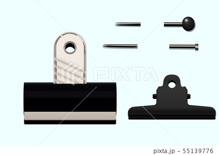 Paper clips binders and pins isolated on blue. Paper clips binders and pins isolated on blue. 55139776