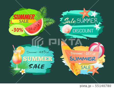Summer Discount Sale Banner Vector Illustration Summer Discount Sale Banner Vector Illustration 55140780
