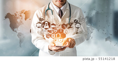Doctor with health insurance healthcare graphic. 55141218