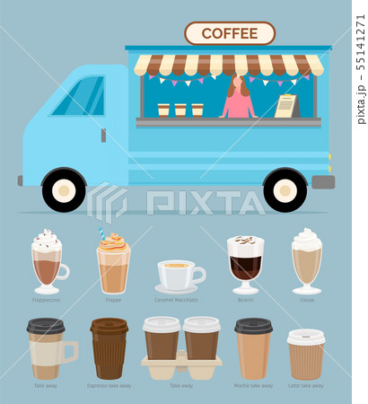 Coffee Shop, Seller with Beverages and Drinks 55141271