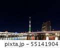 羽子板市ライティングの隅田川橋梁と、シャンパンツリーの東京スカイツリー 55141904