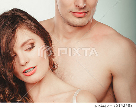 Sexy couple. Half naked man and woman in lingerie. 55142488