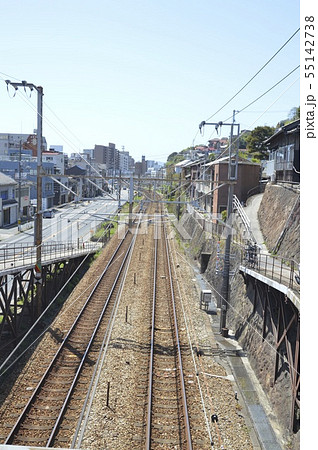 山陽本線の線路(尾道駅付近/広島県尾道市) 山陽本線の線路(尾道駅付近/広島県尾道市) 55142738