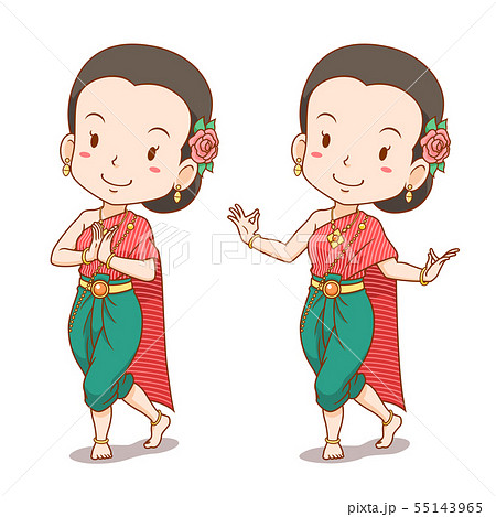 Cartoon Character Of Traditional Thai Dancer Girl のイラスト素材