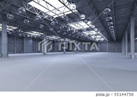 empty factory with lamps 55144756