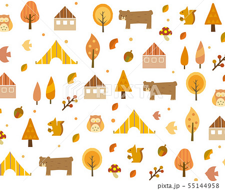 北欧模様 秋の背景パターンのイラスト素材