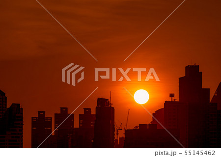 Business building in downtown at dusk  55145462