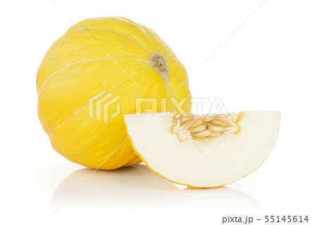 Yellow canary melon isolated on white Yellow canary melon isolated on white 55145614