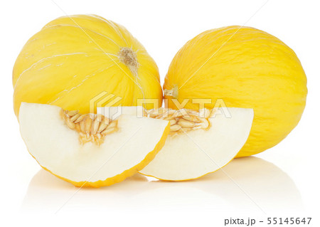 Yellow canary melon isolated on white 55145647