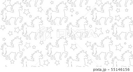Vector seamless pattern silhouette unicorn isolated on white background 55146156