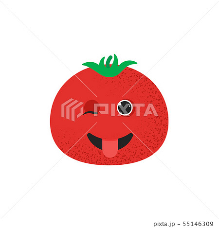 Isolated Cute Smile Tomato Characterのイラスト素材