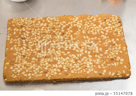 Ready carrot sponge cake with pine nuts. Ready carrot sponge cake with pine nuts. 55147078
