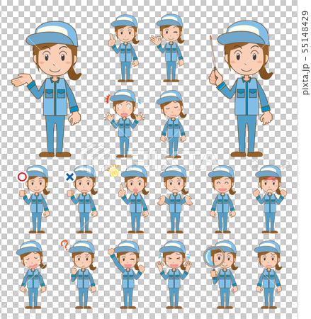 工作者工作服婦女錶情情感設置了 工作者工作服婦女錶情情感設置了 55148429