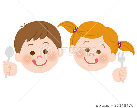 子供 スプーン フォークのイラスト素材