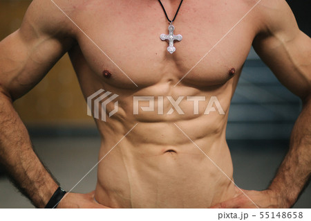Close op of male torso in the gym Close op of male torso in the gym 55148658