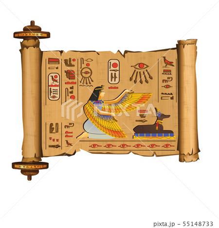 Ancient Egypt papyrus scroll with wooden rods Ancient Egypt papyrus scroll with wooden rods 55148733
