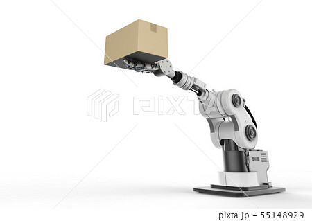 robot arm working with cardboard box 55148929
