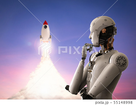 robot with space shuttle 55148998