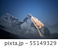 View of Mount Kangtega in Himalaya mountains at sunset. Khumbu valley, Everest region, Nepal 55149329