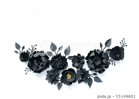 Black paper flowers on white background. Cut from Black paper flowers on white background. Cut from 55149601