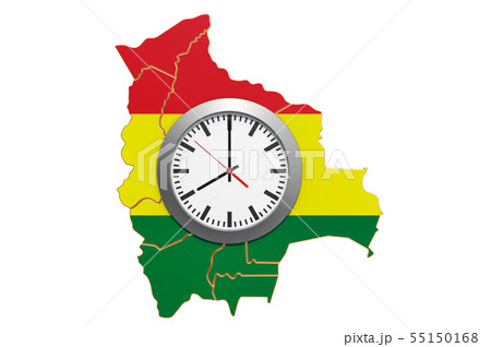 Time Zones in Bolivia concept. 3D rendering Time Zones in Bolivia concept. 3D rendering 55150168