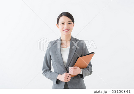 働く女性 グレースーツ の写真素材