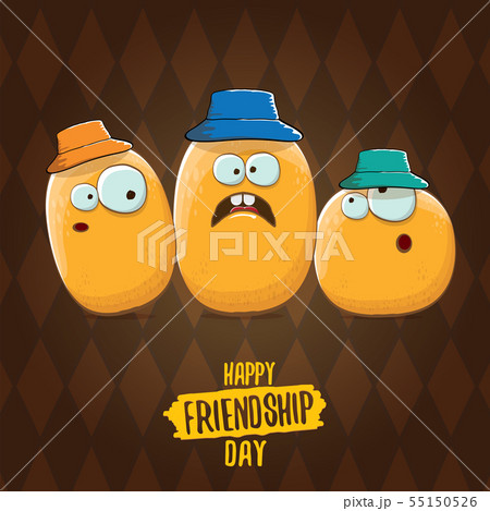 Happy Friendship day vector illustration. funky kids potato with friends.vector friends tiny kids 55150526