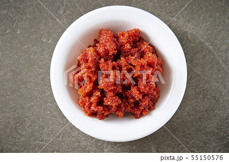 韓国料理チョッカル ニシンの卵 数の子の塩辛 キムチの写真素材