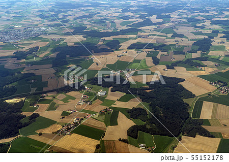 bavaria germany farmed fields aerial view 55152178