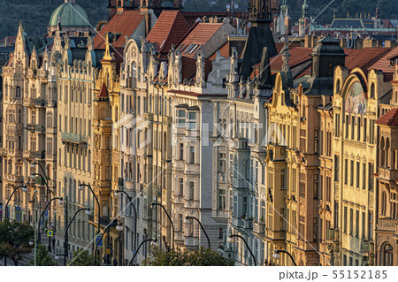 Prague old buildings at sunset view panorama 55152185