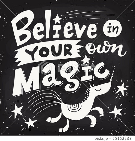 Vector motivational poster with cute unicorn and lettering blackboard design 55152238