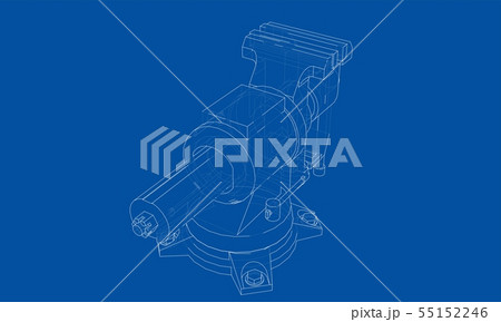 Outline vise vector. Wire-frame style 55152246