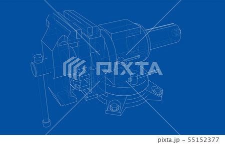 Outline vise vector. Wire-frame style 55152377