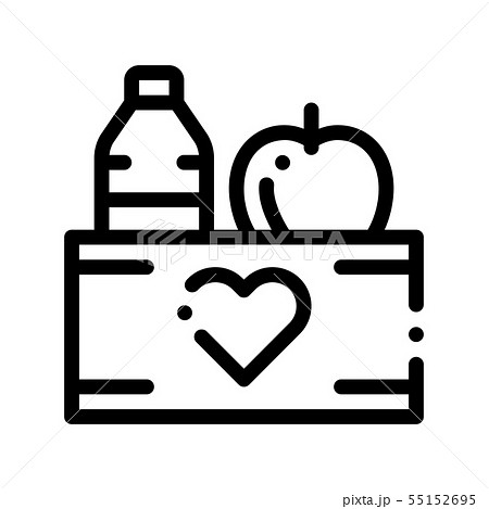 Volunteers Support Food Box Vector Thin Line Icon Volunteers Support Food Box Vector Thin Line Icon 55152695