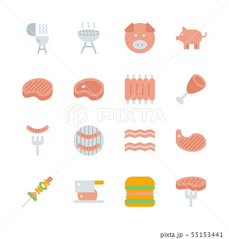 Pork related in flat icon set.Vector illustration 55153441