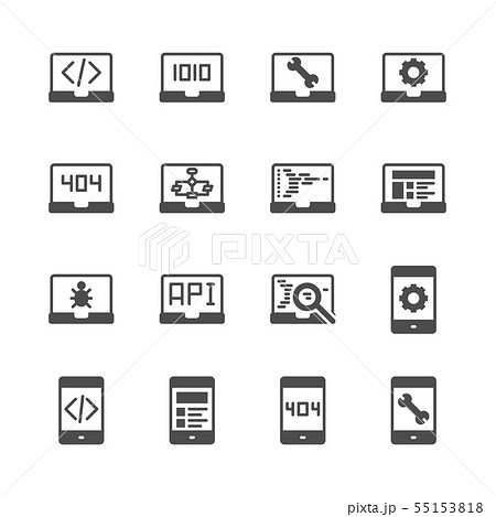 Programming And Coding In Glyph Icon Set のイラスト素材