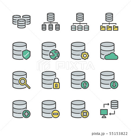 Database system icon set  in  colorline  55153822
