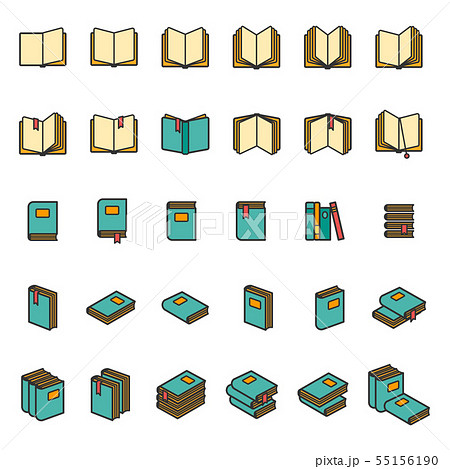 Office books and folders icons set 55156190