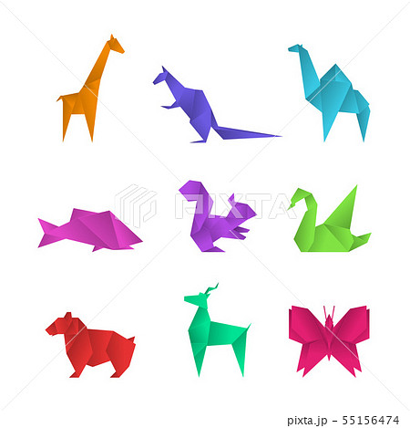 Realistic Detailed 3d Origami Paper Animals... - Stock Illustration  [55156474] - PIXTA