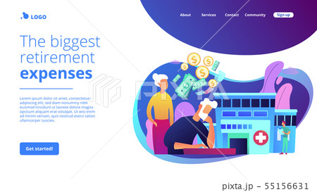 Healthcare expenses of retirees concept landing page. 55156631