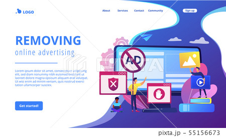 Ad blocking software concept landing page. 55156673