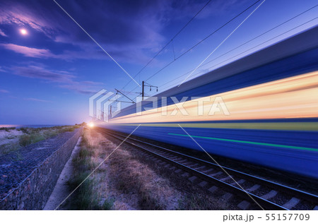 High speed passenger train in motion 55157709