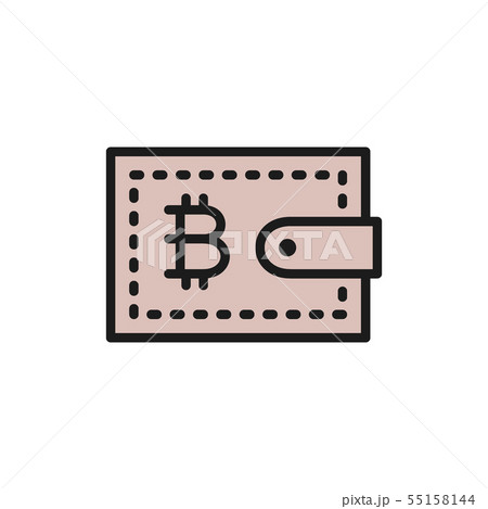 Vector bitcoin wallet, cryptocurrency flat color icon. Vector bitcoin wallet, cryptocurrency flat color icon. 55158144