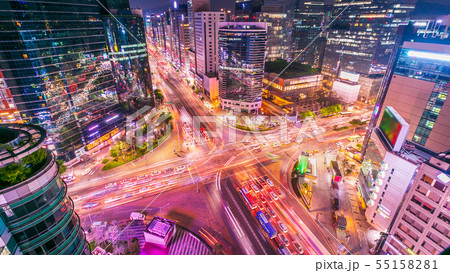 Seoul city and Traffic in Gangnam, South Korea. Seoul city and Traffic in Gangnam, South Korea. 55158281